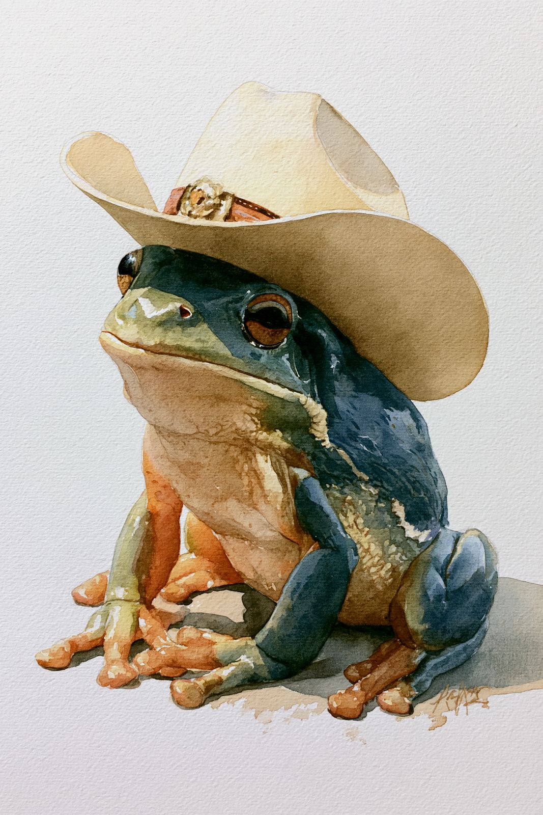 Sheriff — A tree frog wears the hat like he earned it.